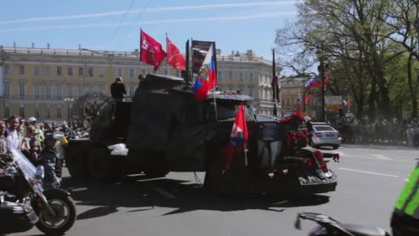 Biker Parade und Show. Nachtwölfe mg Russland — Stockvideo