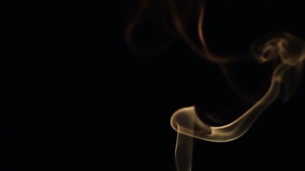 黒の背景に煙の美しい束は。暖かいトーン — ストック動画