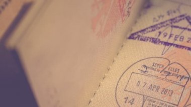 içinde pasaport pulları, Tayland, seychells, seable pasaport kağıtları, kaymak kısa ile
