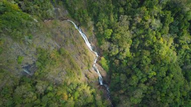 Bijagual şelalesi Kosta Rika 'da yemyeşil ormanlarla çevrili kayalık bir uçurumun üzerinden akıyor..