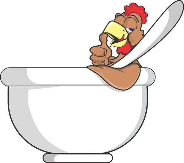 Hühnchen in der Suppentasse — Stockvektor