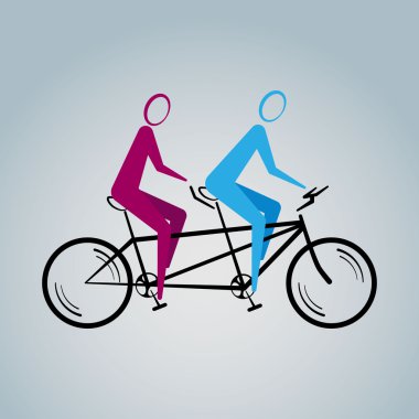 Vector illustration of tandem bicycle clipart