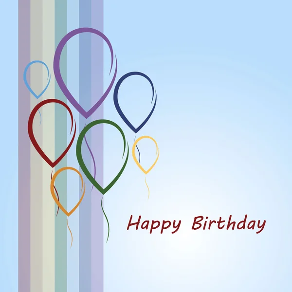 Cartão de aniversário feliz com arco-íris e balões — Vetor de Stock