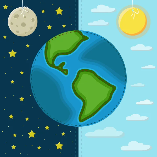 La Terre sur fond de jour et de nuit . — Image vectorielle