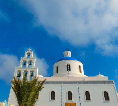 Santorini Adası köyde Oia görünümünü. Yunanistan
