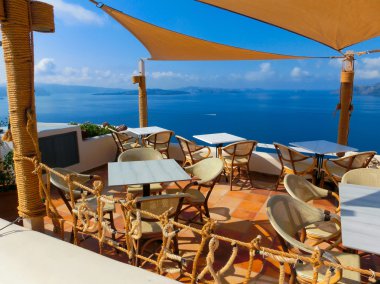 Oia Köyü Santorini Adası Yunanistan üzerinden denize görüntülemek