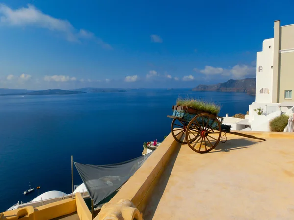 Blick auf das Meer vom oia dorf der Insel Santorini in Griechenland — Stockfoto