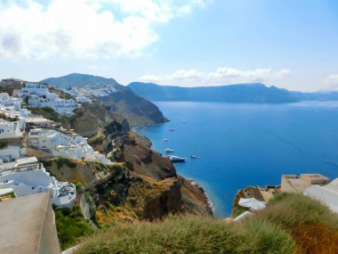 Oia Köyü Santorini Adası Yunanistan üzerinden denize görüntülemek