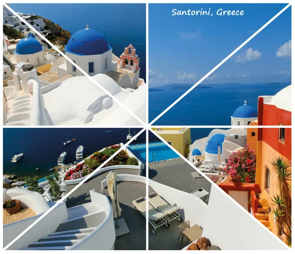 Conjunto Fotos Verano Isla Santorini Grecia — Foto de Stock