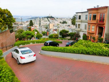 San Francisco, ABD - 04 Mayıs 2016: Lombard Street California görünümünü
