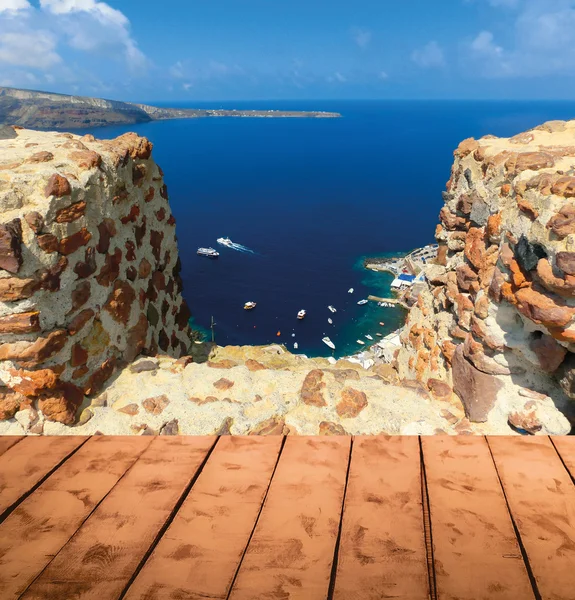 Вид на море из деревни Ия острова Санторини в Греции — стоковое фото