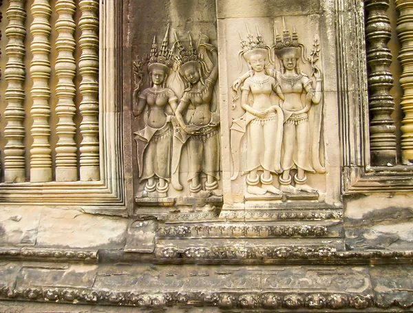 Dettaglio Delle Sculture Pietra Angkor Wat Cambogia — Foto Stock