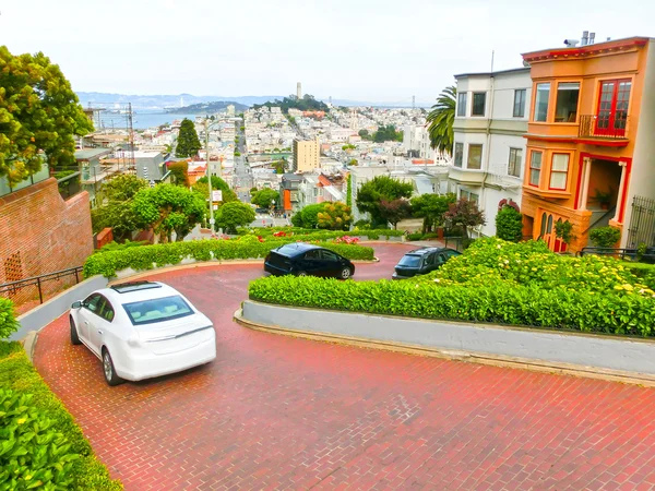 View of Lombard Street in San Francisco ,California, USA. Lombard street is crookedest street in the world.