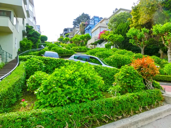 View of Lombard Street in San Francisco ,California, USA. Lombard street is crookedest street in the world.