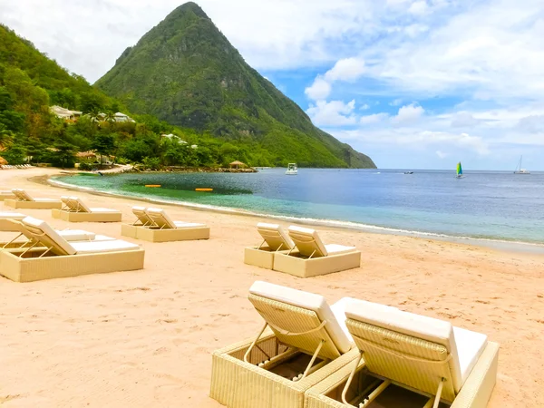 Saint Lucia, Karayip Adaları güzel beyaz plaj — Stok fotoğraf