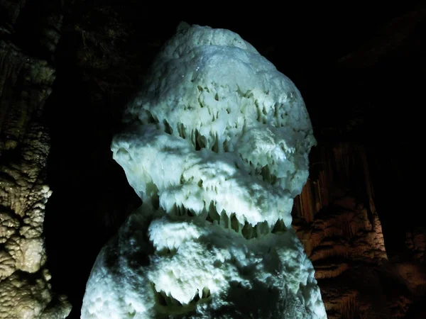 Picturesque Karst Features Illuminated Cave Postojna Grotte Postojnska Jama Slovenia — Stock Photo, Image