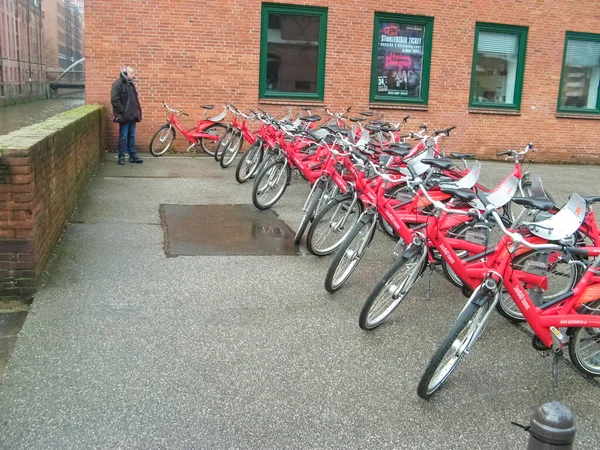 Αμβούργο Γερμανία Δεκέμβριος 2016 Χώρος Στάθμευσης Ποδηλάτων Στην Πόλη Του — Φωτογραφία Αρχείου