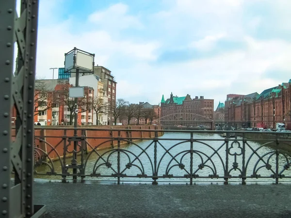 Ponte Metálica Hamburgo Alemanha Sandtorkai Dalmannkai Noroeste Hafencity — Fotografia de Stock