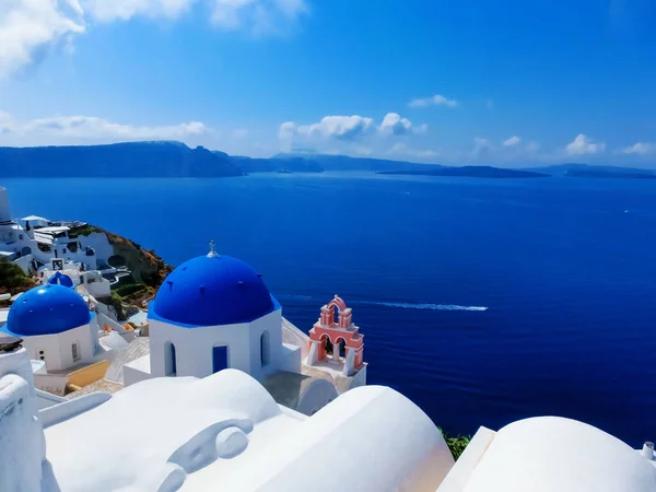 Vista Mar Desde Oia Pueblo Más Hermoso Isla Santorini Grecia — Foto de Stock