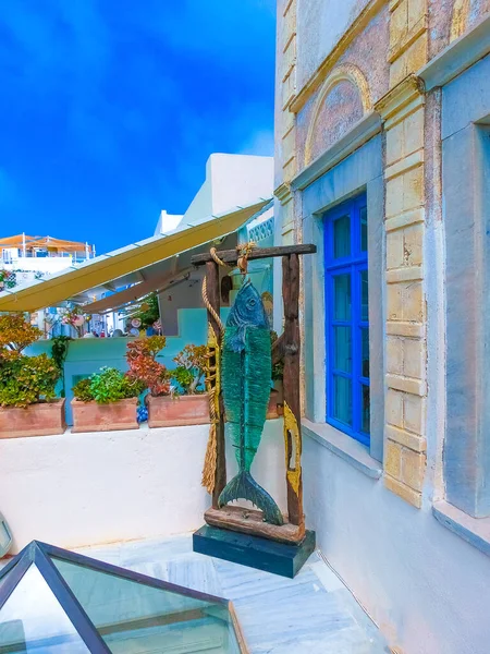 Oia Santorini Grécia Junho 2015 Loja Arte Grega Tradicional Ilha — Fotografia de Stock