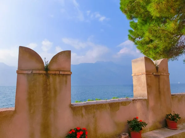 Medeltida Scaligero Slott Malcesine Italien Gardasjön — Stockfoto