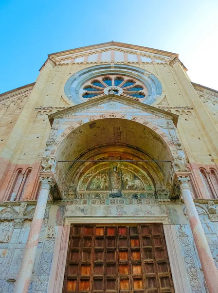 Basiliek Van San Zeno Verona Italië Gebouw Klokkentoren Van Kerk — Stockfoto
