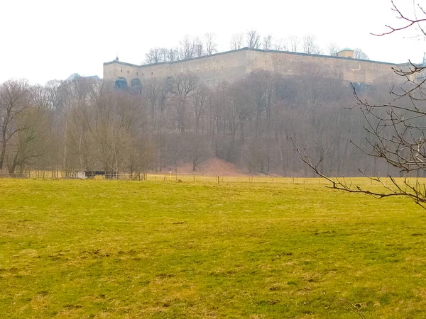 Forteresse Konigstein Allemagne Pendant Journée Hiver — Photo