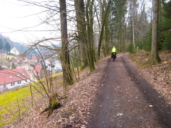 Ruta Ciclista Sajonia Alta Lusacia Primavera Suiza Sajona Sajonia Alemania — Foto de Stock