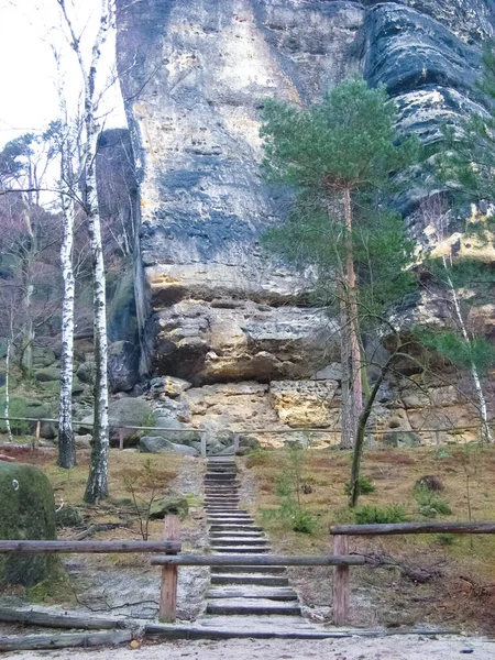 Βράχοι Στο Εθνικό Πάρκο Saxon Ελβετία — Φωτογραφία Αρχείου