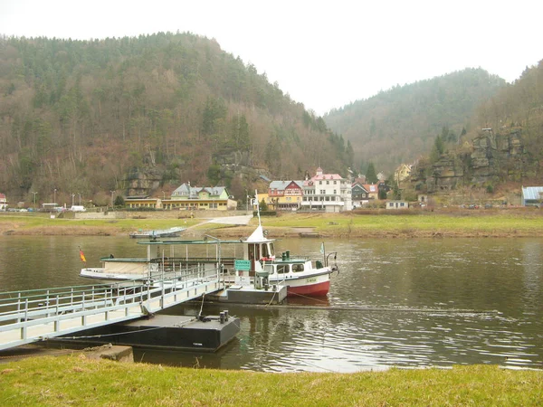 Rathen Saxon Switzerland Germany March 2018 Rathen Ferry Passenger Cable — Stock Fotó