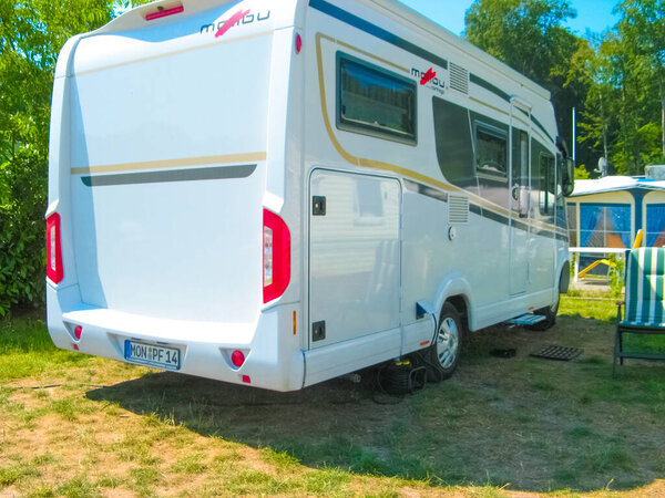 Berlin, Germany - June 28, 2019: Malibu caravan or camping van at Berlin, Germany - June 28, 2019