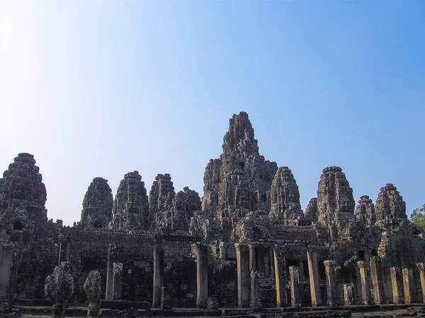 Kamenné Tváře Obyvatel Bayonu Siem Reap Kambodža Byly Zapsány Seznam — Stock fotografie