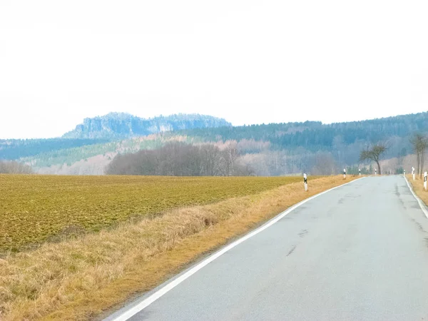 Ruta Ciclista Sajonia Alta Lusacia Primavera Suiza Sajona Sajonia Alemania — Foto de Stock