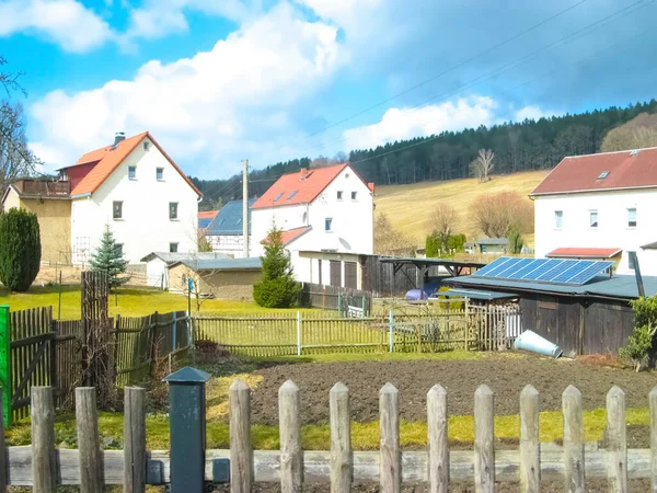 Die Straße Dorf Cunnersdorf Deutschland — Stockfoto