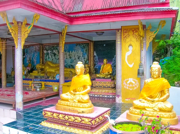 Koh Samui Thailand Juni 2008 Goldene Buddha Statue Tempel Auf — Stockfoto