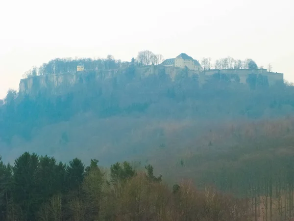 Konigstein Fästning Tyskland Vintern Dagtid — Stockfoto