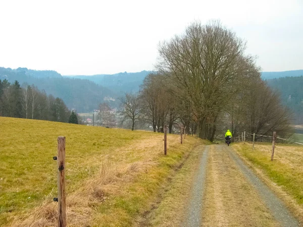 Ruta Ciclista Sajonia Alta Lusacia Primavera Suiza Sajona Sajonia Alemania — Foto de Stock