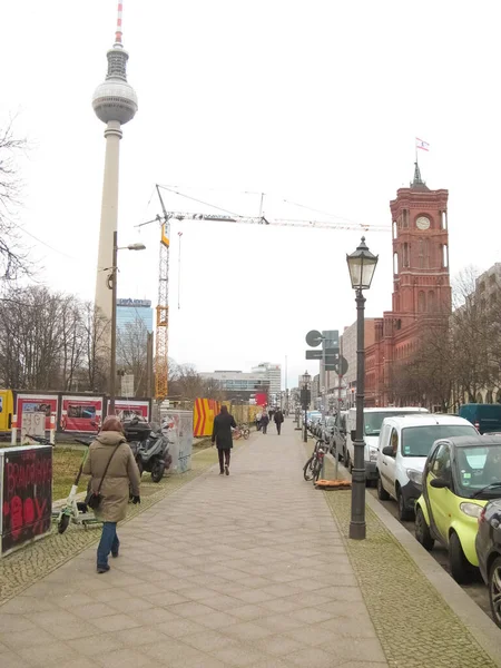 Berlin Tyskland Mars 2020 Visa Gata Och Väg Berlin Tyskland — Stockfoto