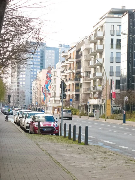 Berlin Tyskland Mars 2020 Visa Gata Och Väg Berlin Tyskland — Stockfoto