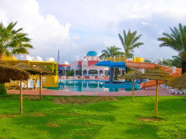 Djerba, Tunus - 03 Ocak 2008: Tunus 'taki Djerba adasındaki Karayipler Dünya Thalasso Djerba oteli