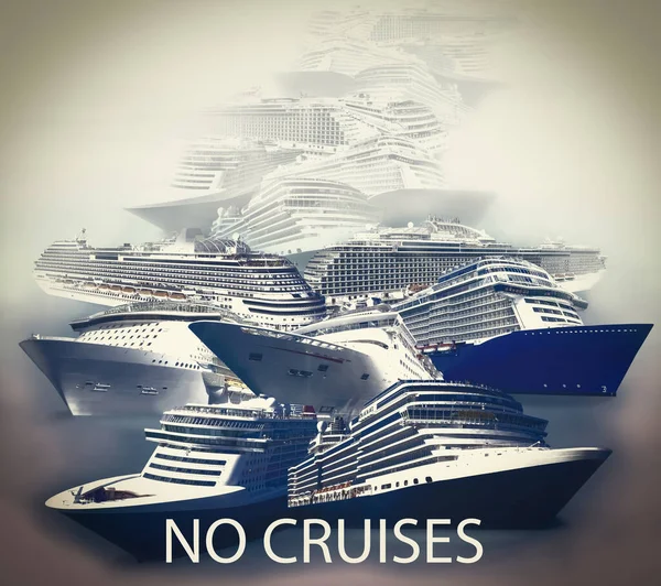 Concept van quarantaine op cruiseschip als gevolg van corona-viruswaarschuwing met achtergrond cruiseschip — Stockfoto