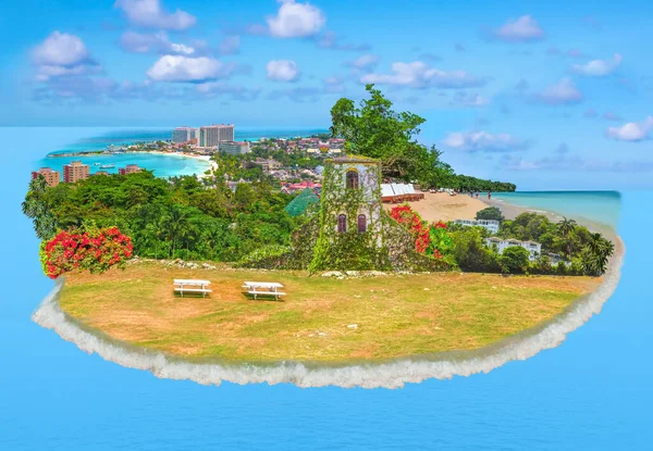 Koláž Jamajce Karibském Ostrově Moře Písek Plážích Slunečného Dne — Stock fotografie