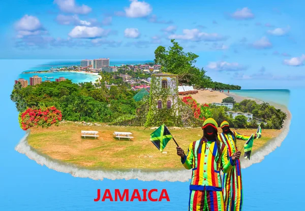 Collage Jamaica Caribbean Island Sea Sand Beaches Sunny Day — Stock Photo, Image