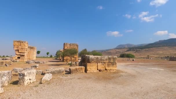 Древние Руины Иераполиса Памуккале Денизли Турции — стоковое видео