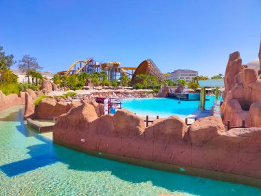 Belek, Antalya, Türkiye - 15 Mayıs 2021: Belek 'teki Efsaneler Diyarı tema parkı. Sihirli macera