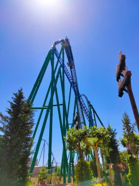 Belek, Antalya, Türkiye - 15 Mayıs 2021: Belek 'teki Efsaneler Diyarı tema parkı. Hiper bardak altlığı