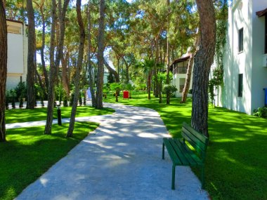 Goynuk, Antalya, Türkiye - 11 Mayıs 2021: Türkiye 'nin Goynuk kentinde 7 Deniz Oteli Yaşam Ultra All Inexclusive and Kids Concept 5 yıldızı 11 Mayıs 2021.