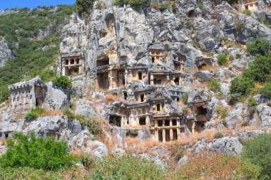 Fethiye 'deki Lycians' ın antik mezarları, arkeoloji ve seyahat kavramı