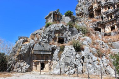 Fethiye 'deki Lycians' ın antik mezarları, arkeoloji ve seyahat kavramı