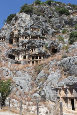 Fethiye 'deki Lycians' ın antik mezarları, arkeoloji ve seyahat kavramı